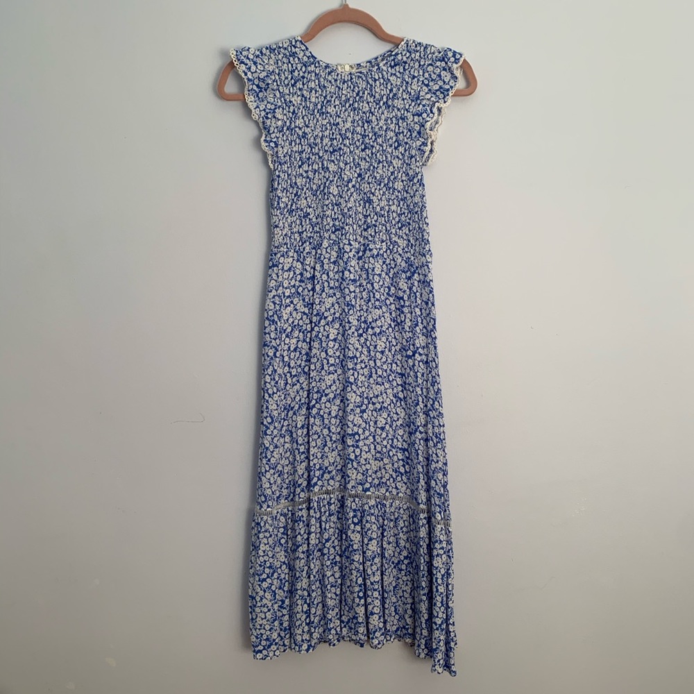 Lost + Wander Blue and White Floral Dress